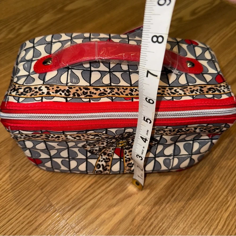 New Brighton Wild Love Zipper Makeup Case with Hearts and Animal‎ Print Detail